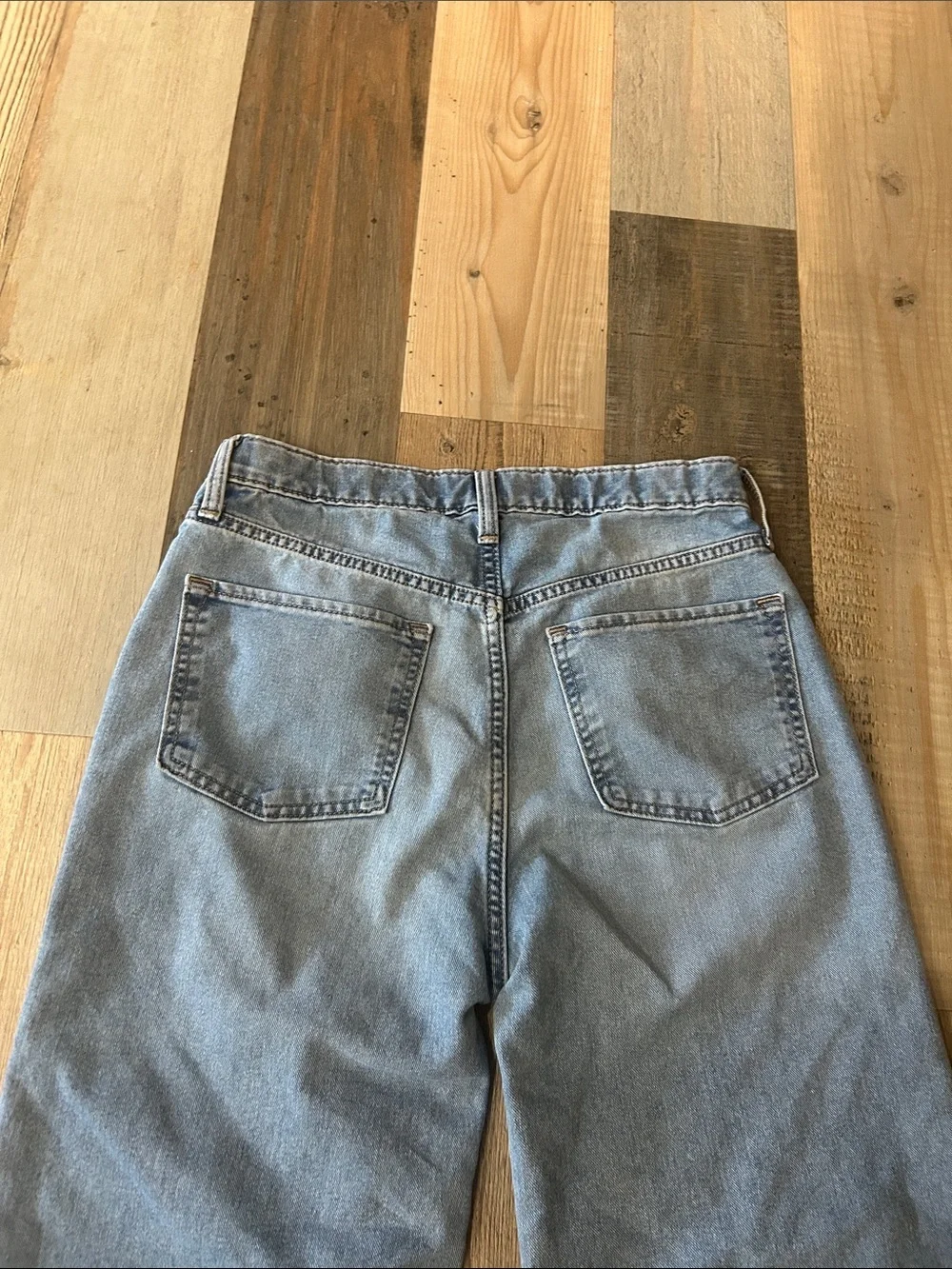 Old Navy Boys Sz 18 Light Blue Baggy Wide LEG Adjustable Waist Jeans TC0385